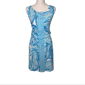 Lilly Pulitzer 100% Pima Cotton Blue Paisley Dress Elastic Waist Size XL